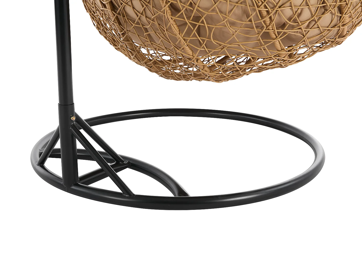 Fauteuil suspendu 2 places en résine tressée - Naturel clair avec coussins beiges - CAYAMBE de MYLIA