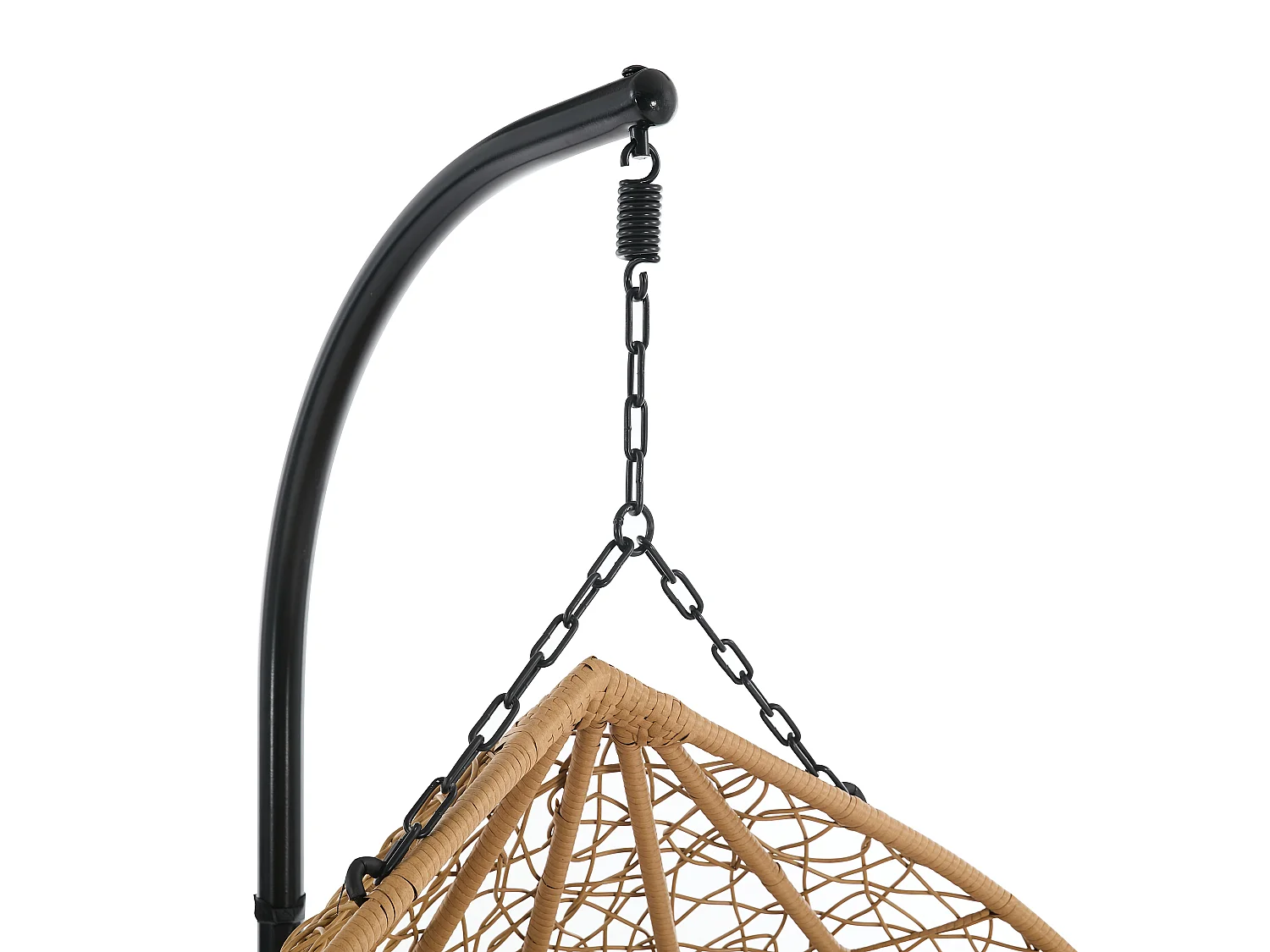 Fauteuil suspendu 2 places en résine tressée - Naturel clair avec coussins beiges - CAYAMBE de MYLIA