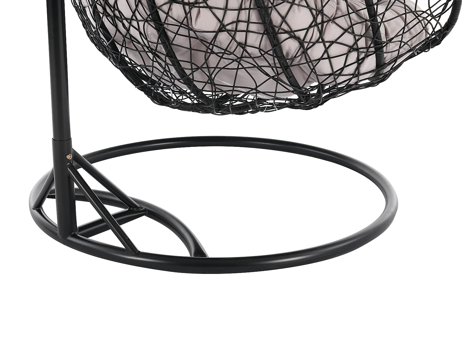 Fauteuil suspendu 2 places en résine tressée - Noir avec coussins gris - CAYAMBE de MYLIA