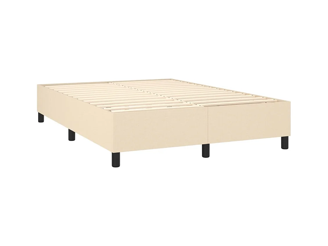 Sommier à lattes de lit et matelas et LED Crème 140x200cm Tissu