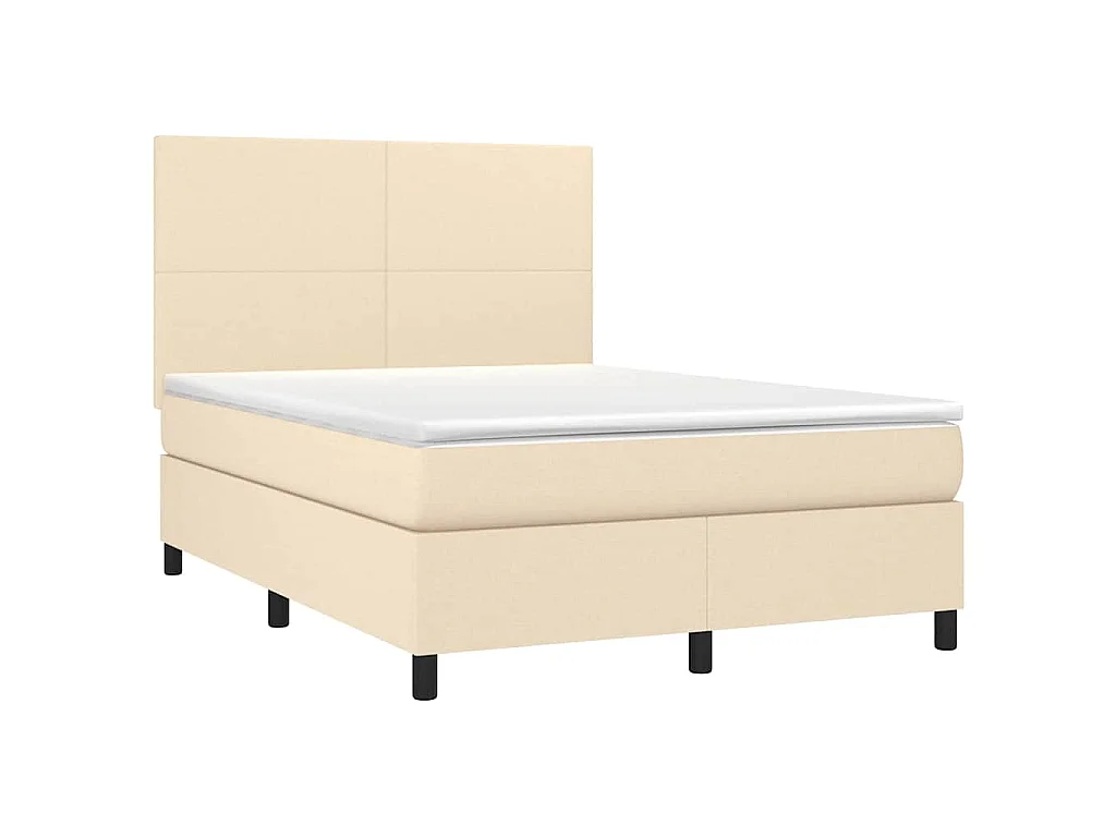 Sommier à lattes de lit et matelas et LED Crème 140x200cm Tissu