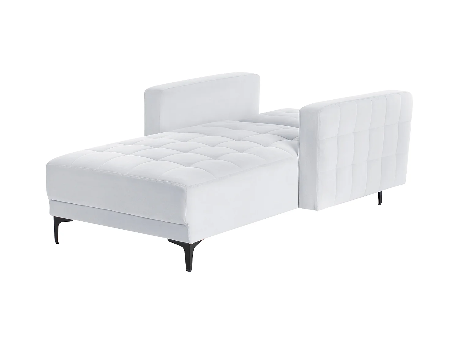 Chaiselongue Samt hell grau mit Schlaffunktion Metallgestell schwarz Aberdeen