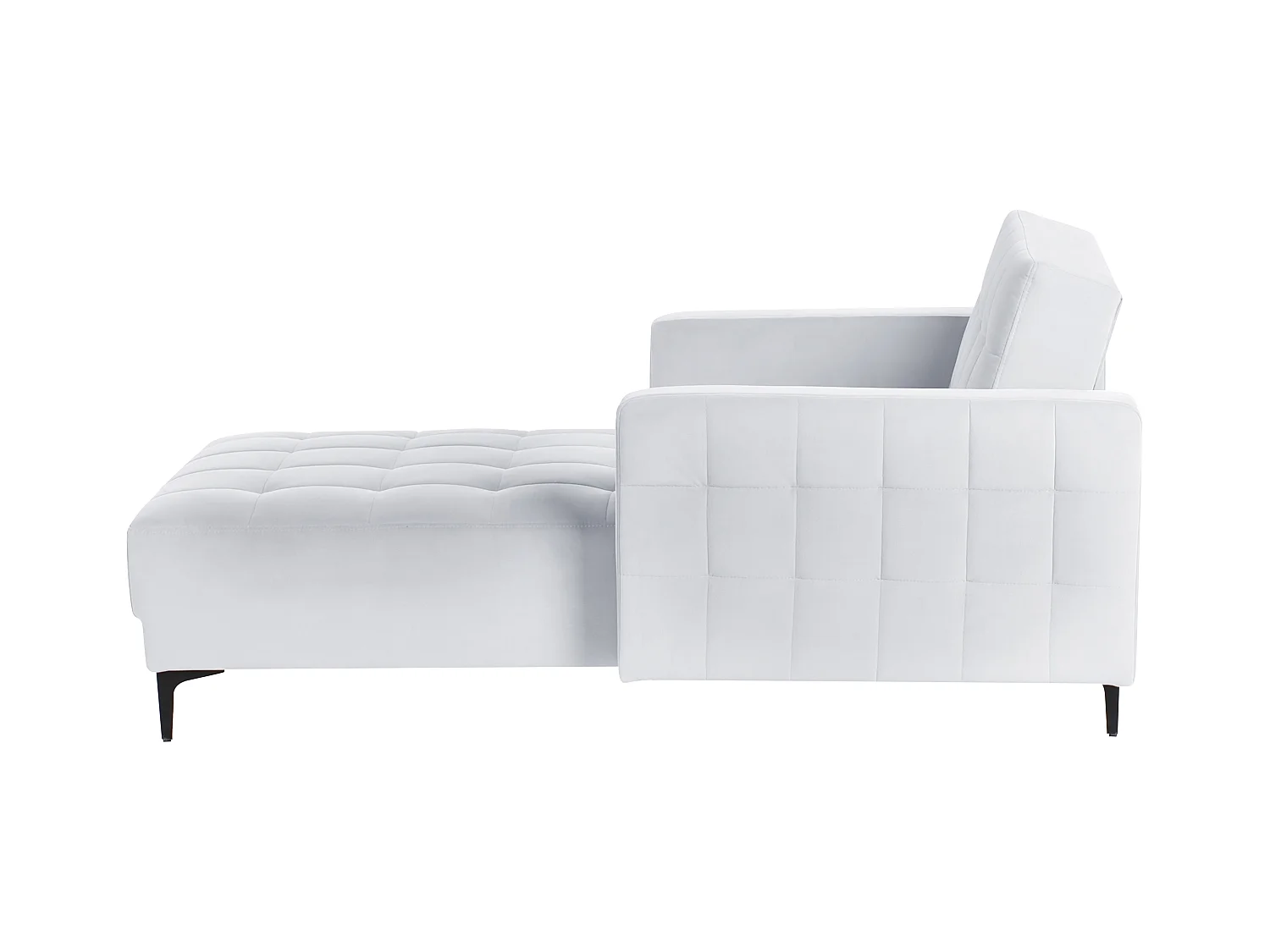 Chaiselongue Samt hell grau mit Schlaffunktion Metallgestell schwarz Aberdeen