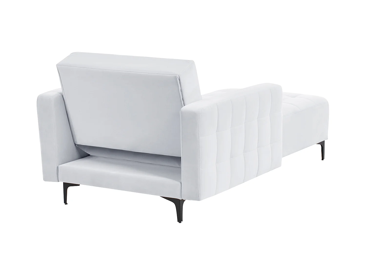 Chaiselongue Samt hell grau mit Schlaffunktion Metallgestell schwarz Aberdeen