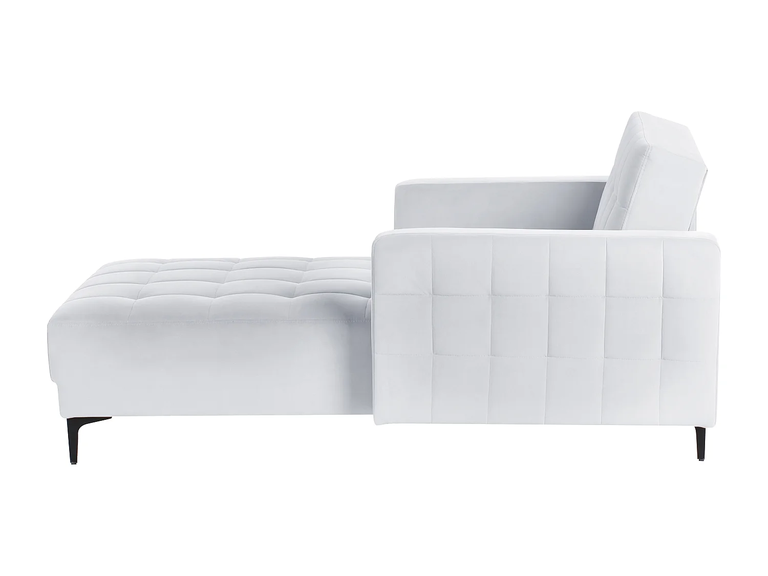 Chaiselongue Samt hell grau mit Schlaffunktion Metallgestell schwarz Aberdeen