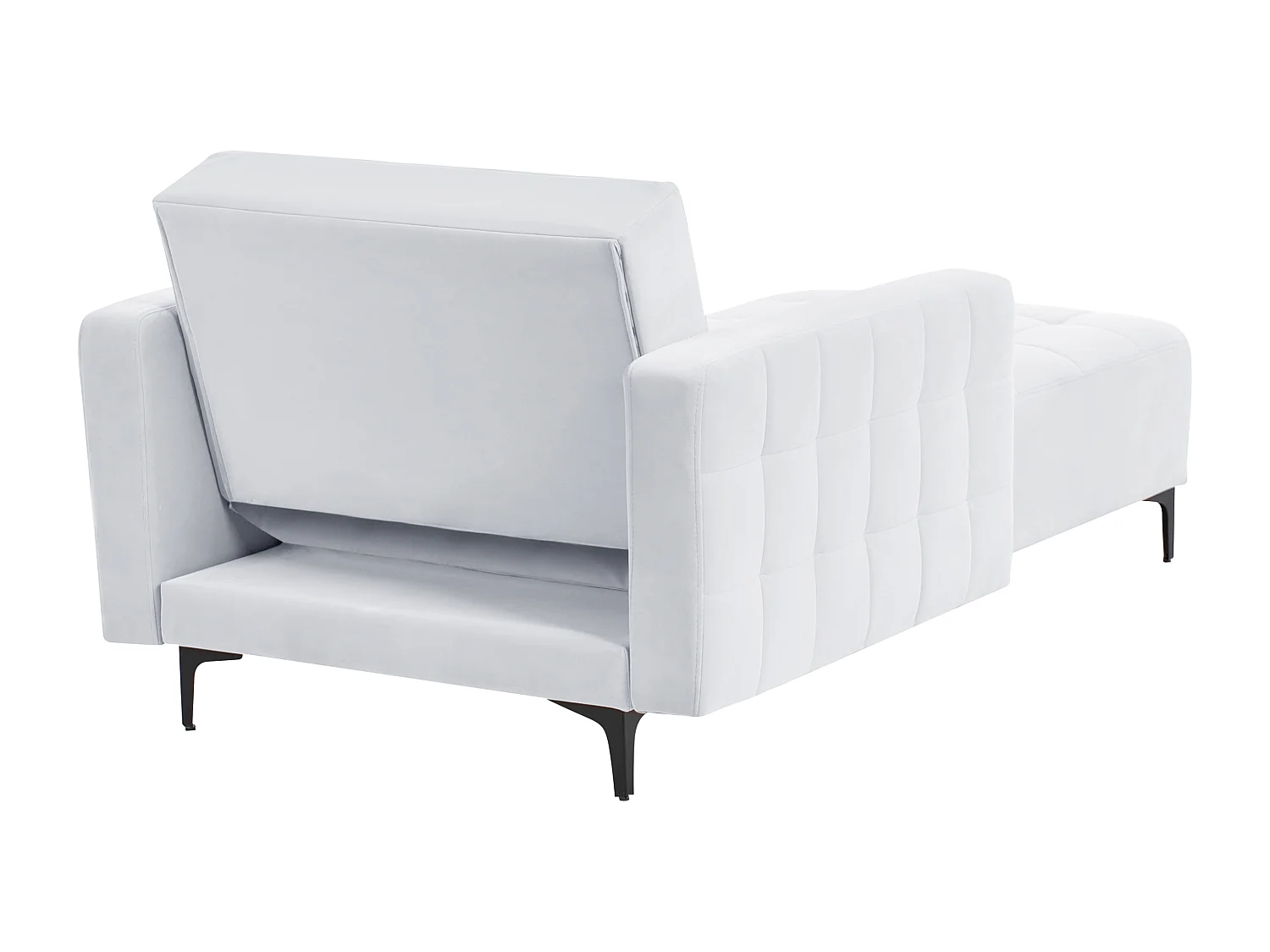 Chaiselongue Samt hell grau mit Schlaffunktion Metallgestell schwarz Aberdeen