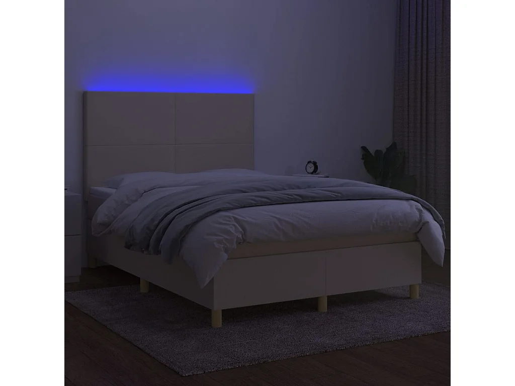 Boxspring met matras en LED stof crèmekleurig 140x200 cm