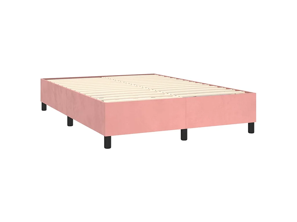 Boxspringbett mit Matratze & LED Rosa 140x200 cm Samt
