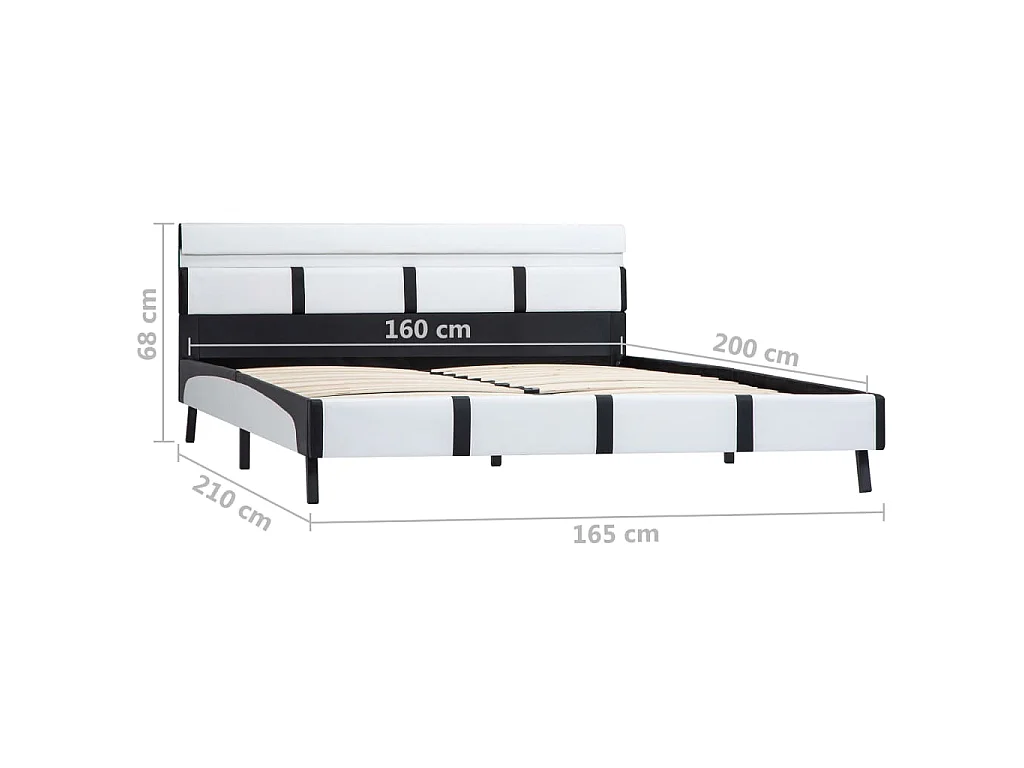 Cadre de lit avec LED sans matelas blanc 160x200 cm