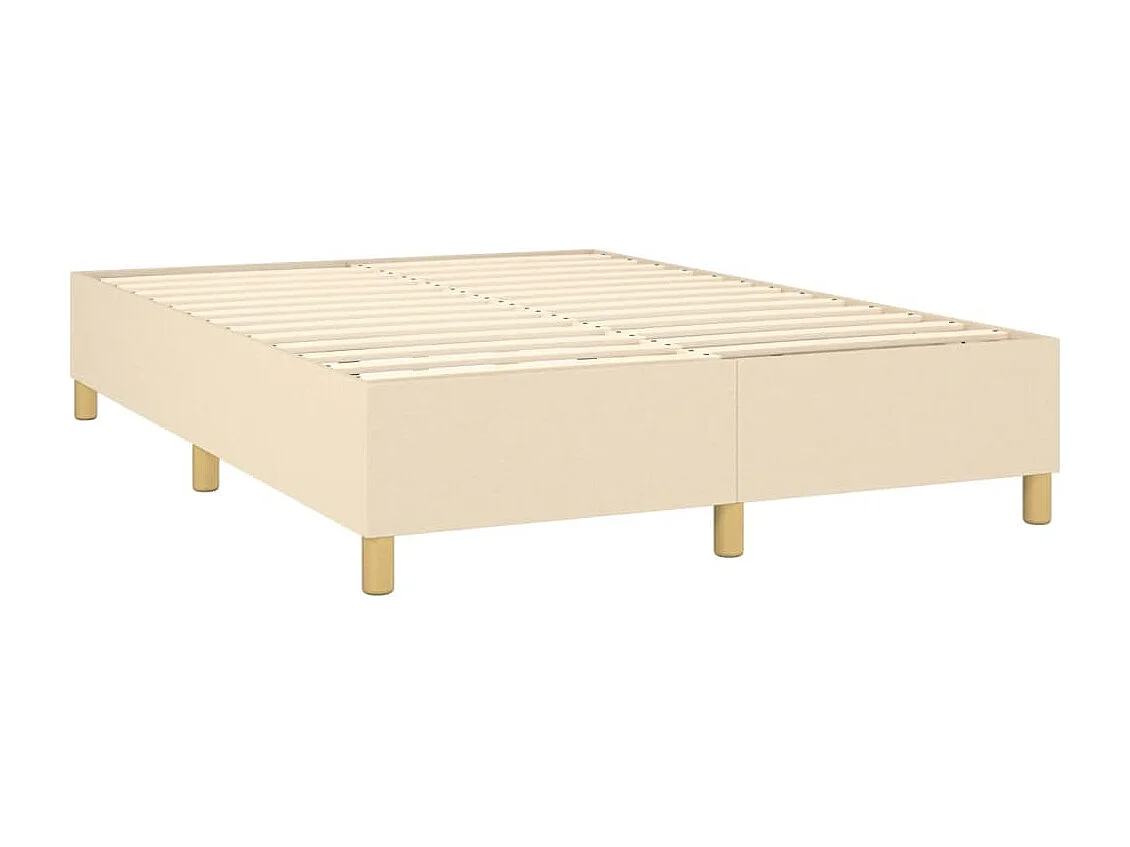 Sommier à lattes de lit matelas et LED Crème 140x200 cm Tissu