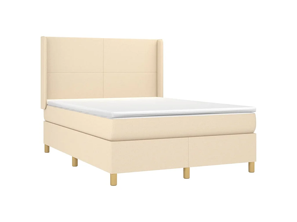 Boxspring met matras en LED stof crèmekleurig 140x200 cm