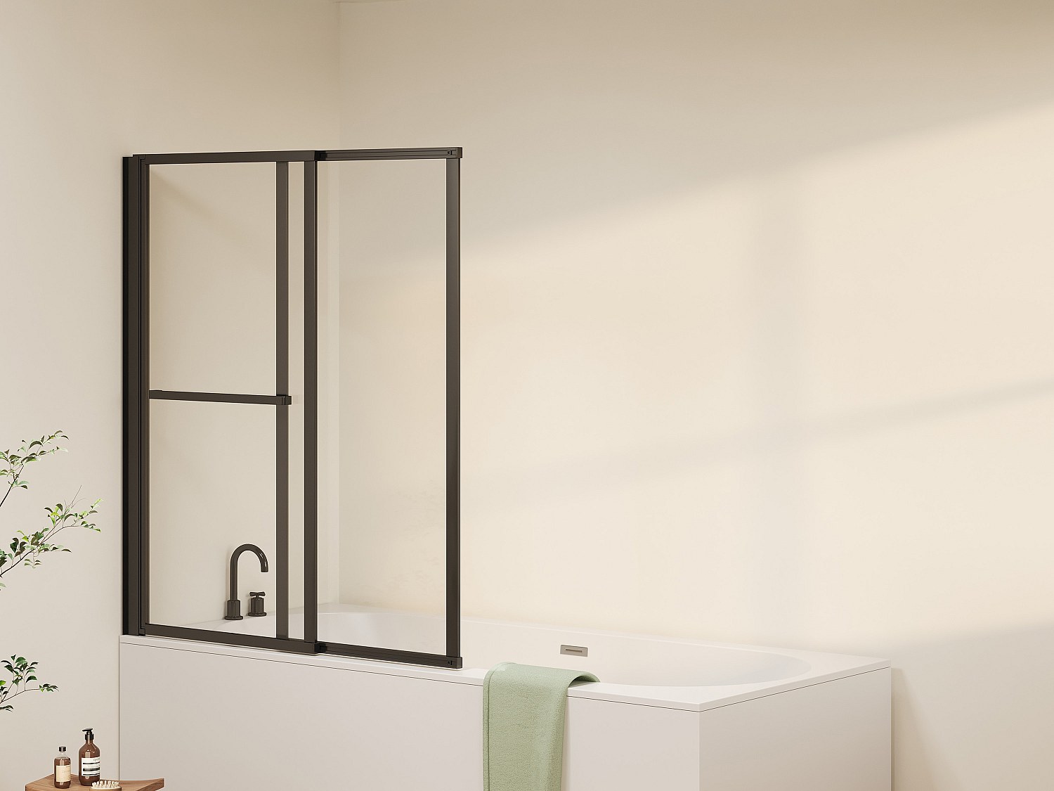 Schwenkbare und hochklappbare Badewannenabtrennung mit Handtuchhalter – Mat günstig online kaufen