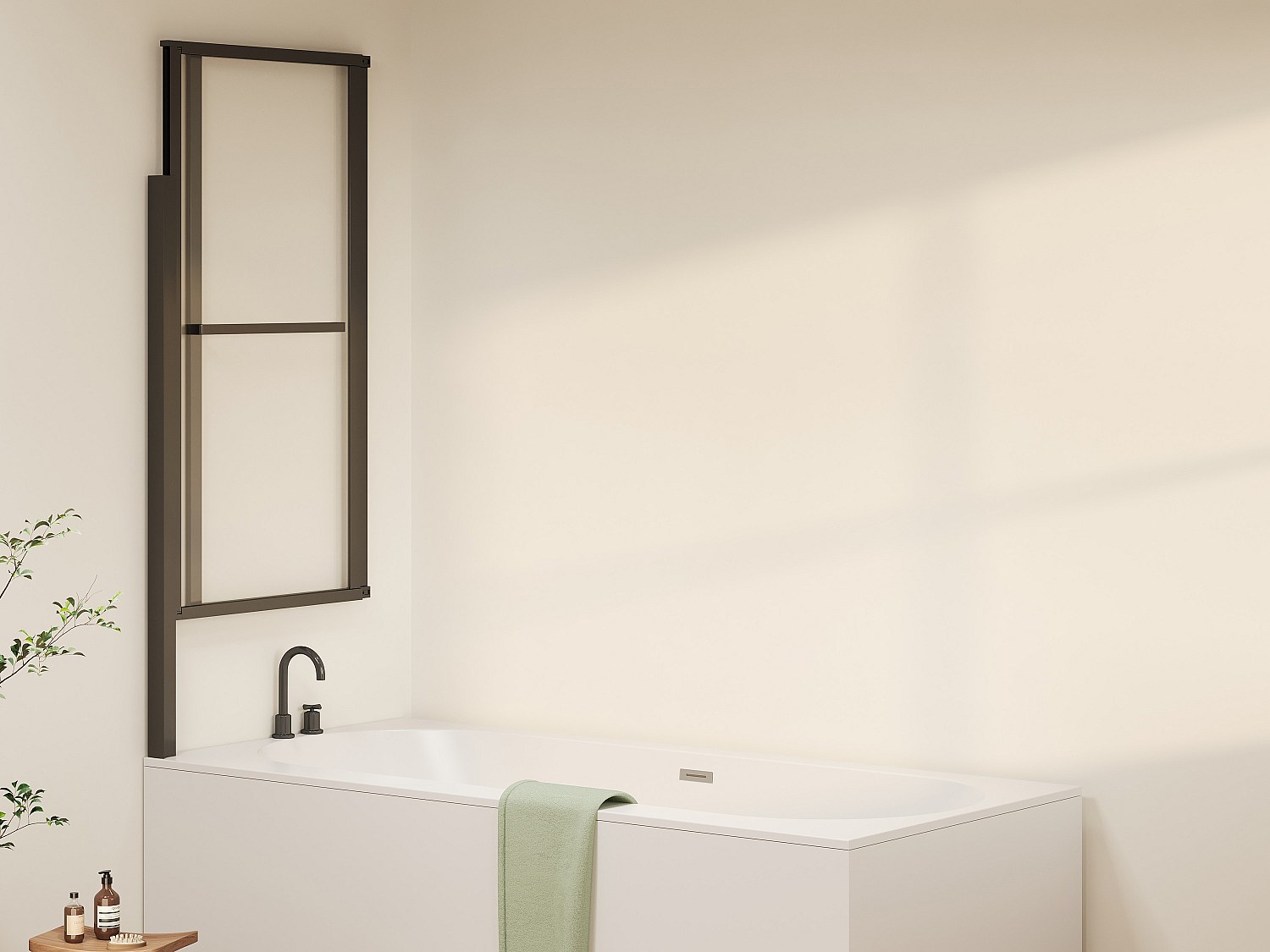 Schwenkbare und hochklappbare Badewannenabtrennung mit Handtuchhalter – Mat günstig online kaufen