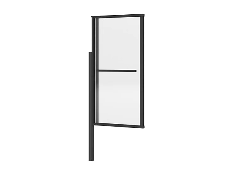 Pare baignoire pivotant et relevable avec porte serviette - Noir mat - 120 x 140 cm - VESLIRA