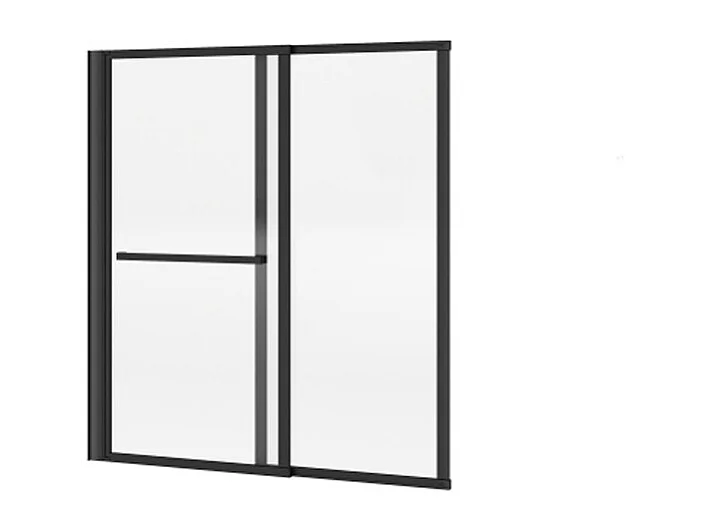 Pare baignoire pivotant et relevable avec porte serviette - Noir mat - 120 x 140 cm - VESLIRA