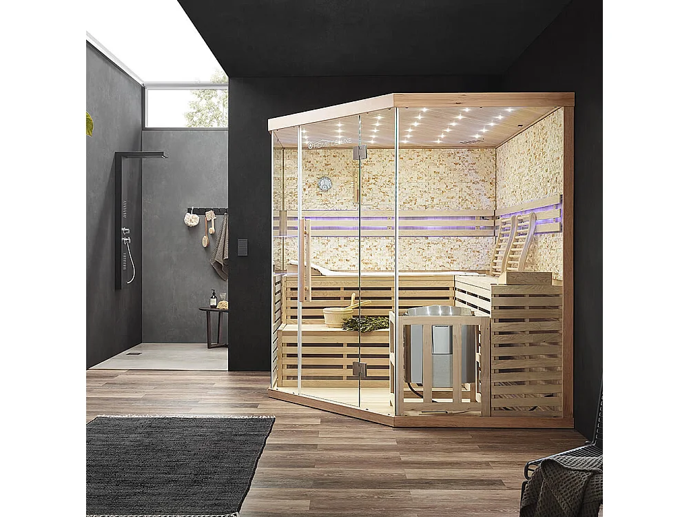 Home Deluxe Sauna SKYLINE XL BIG Paroi en pierre artificielle