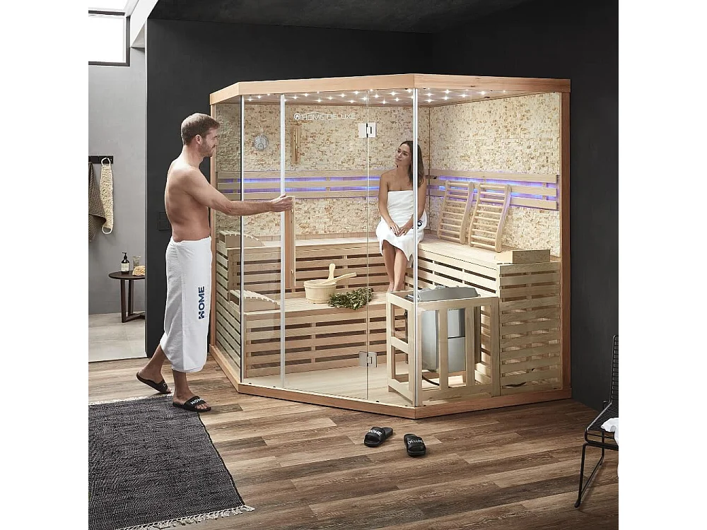 Home Deluxe Sauna SKYLINE XL BIG Paroi en pierre artificielle