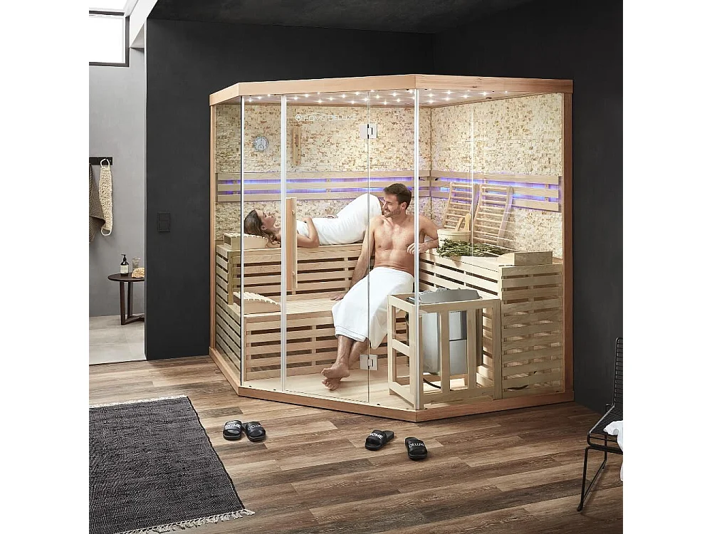 Home Deluxe Sauna SKYLINE XL BIG Paroi en pierre artificielle