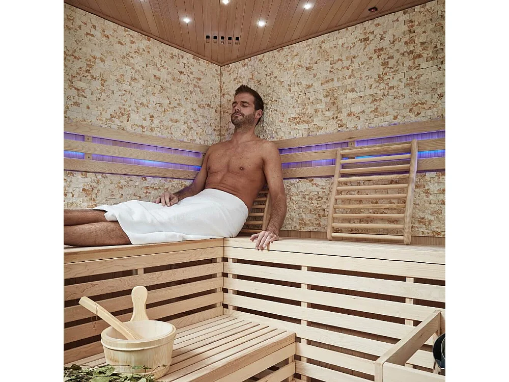 Home Deluxe Sauna SKYLINE XL BIG Paroi en pierre artificielle