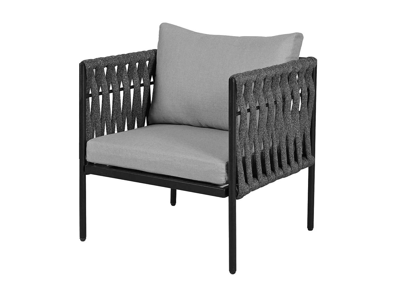 Tuinset voor 8 personen - 177 x 63 x 68 cm - 2 banken + 2 fauteuils + 4 salontafels + voetenbank - polyester - grijs