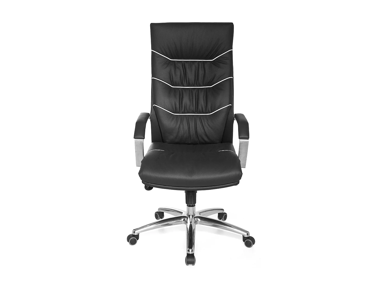 Bürostuhl Echt-Leder schwarz Schreibtischstuhl, Chefsessel mit Kopfstütze & Multiblockmechanik,