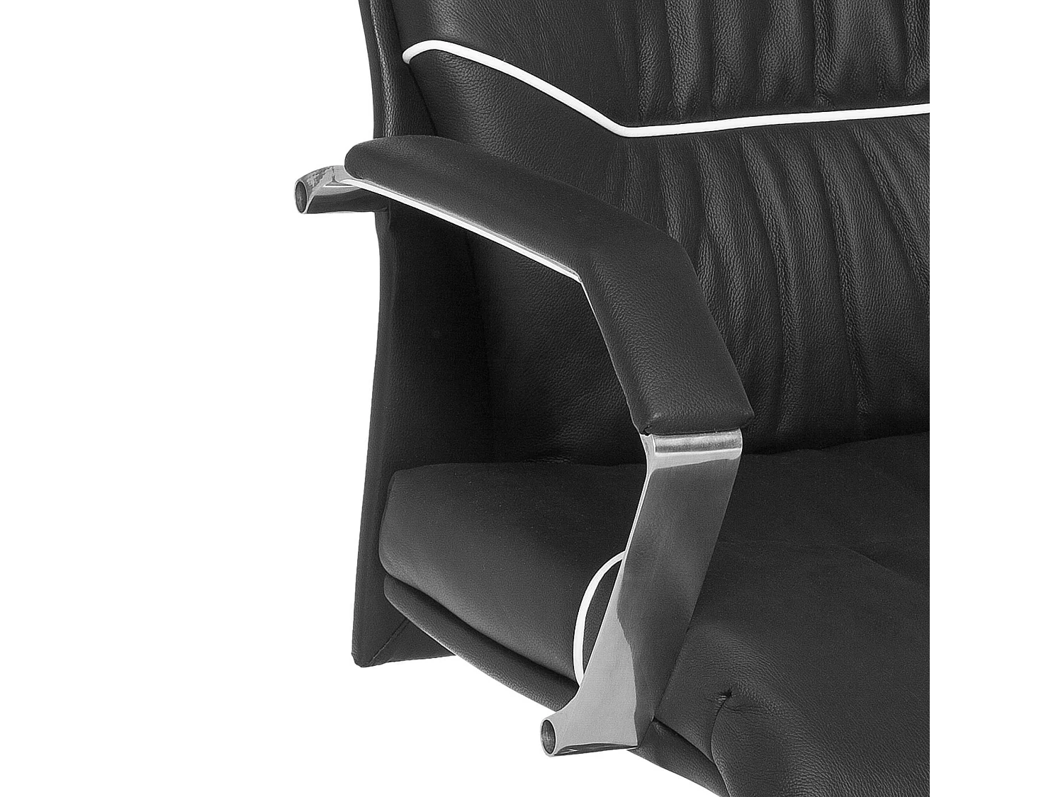 Bürostuhl Echt-Leder schwarz Schreibtischstuhl, Chefsessel mit Kopfstütze & Multiblockmechanik,