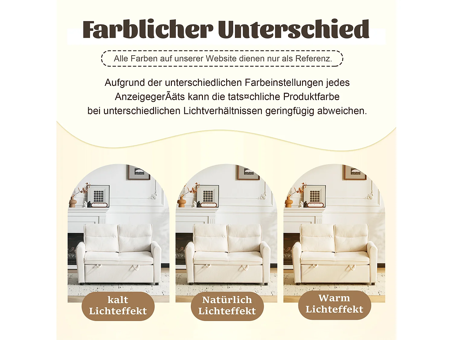 Canapé 2 places - 127 x 90 x 87 cm - Canapé-lit gigogne + Dossier réglable + coussins - velours - beige