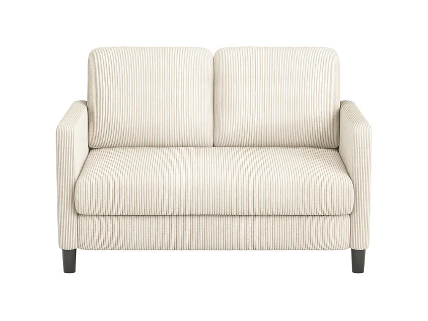 Canapé 2 places confort en velours côtelé Beige - 58cm assise profonde - charge max 300kg - 129x78x89cm