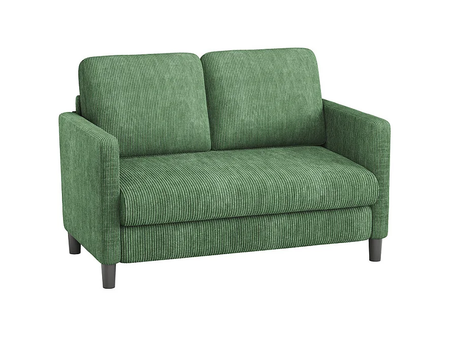 Divano a 2 posti comodo in velluto costato Verde - seduta profonda 58cm - carico max 300kg - 129x78x89cm