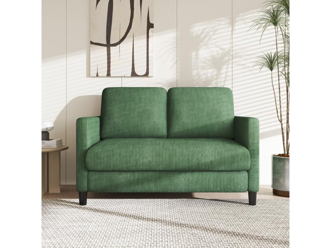2-zits comfortabele bank in geribbel fluweel Groen - 58cm zitdiepte - max. belasting 300kg - 129x78x89cm