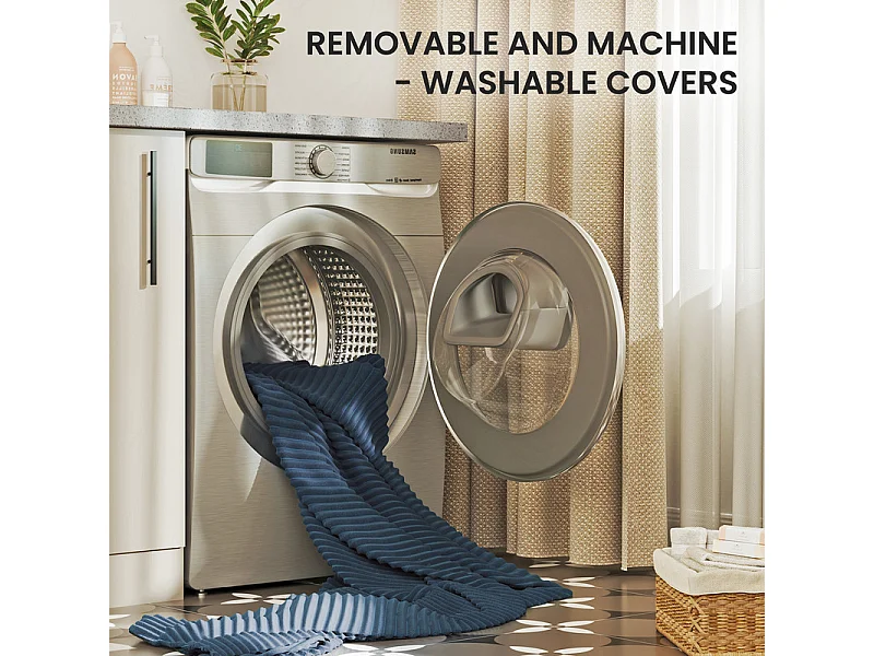 Canapé droit 2 places en Velours Côtelé Bleu - avec accoudoirs de rangement - 180x74x84cm