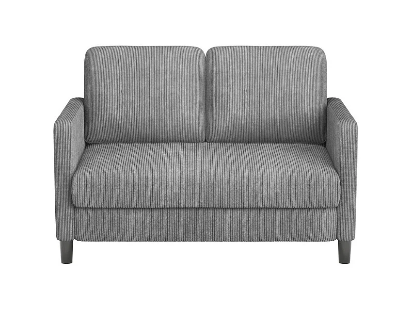 Canapé 2 places confort en velours côtelé Gris - 58cm assise profonde - charge max 300kg - 129x78x89cm