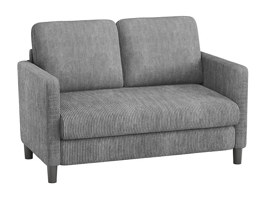 2-zits comfortabele bank in geribbel fluweel Grijs - 58cm zitdiepte - max. belasting 300kg - 129x78x89cm