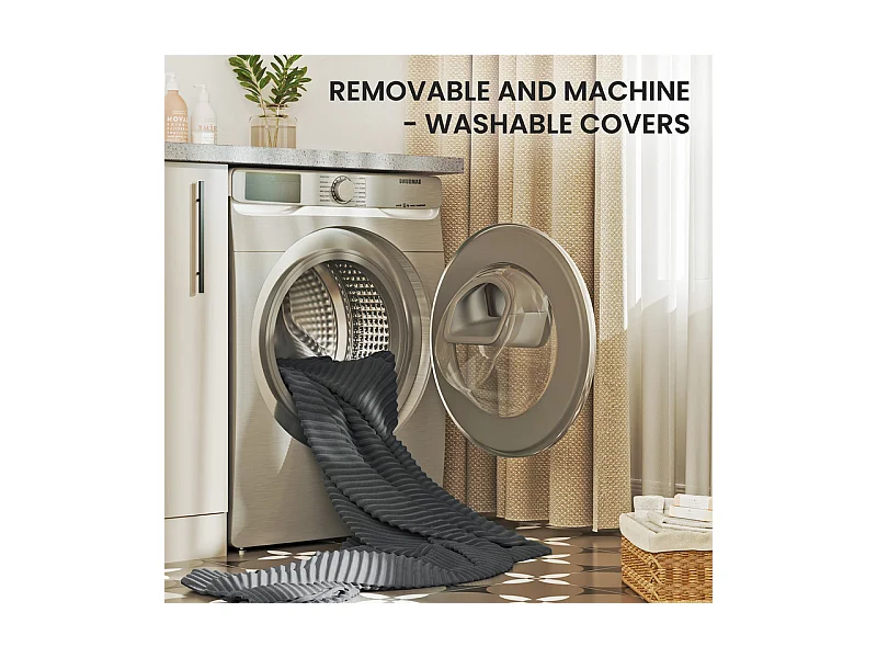 Sofá recto de 2 plazas en terciopelo acanalado Gris - con reposabrazos de almacenamiento - 180x74x84cm