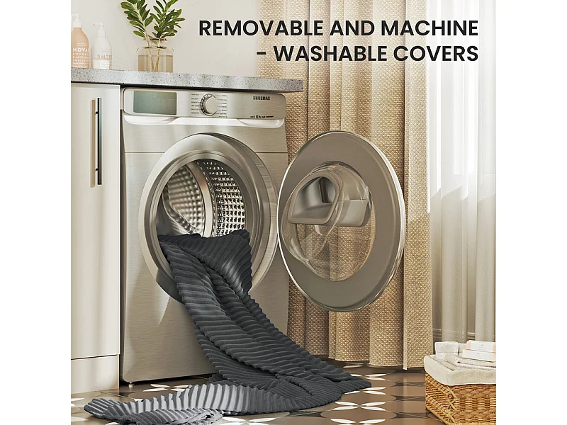 Canapé droit 2 places en Velours Côtelé Gris - avec accoudoirs de rangement - 180x74x84cm