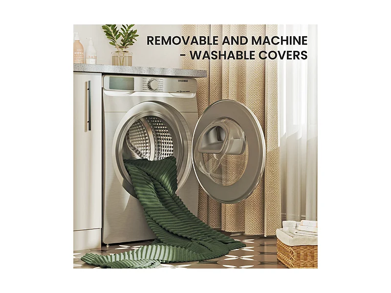 Gerades 2-Sitzer Sofa in Rippensamt Grün - mit Stauraum-Armlehnen - 180x74x84cm