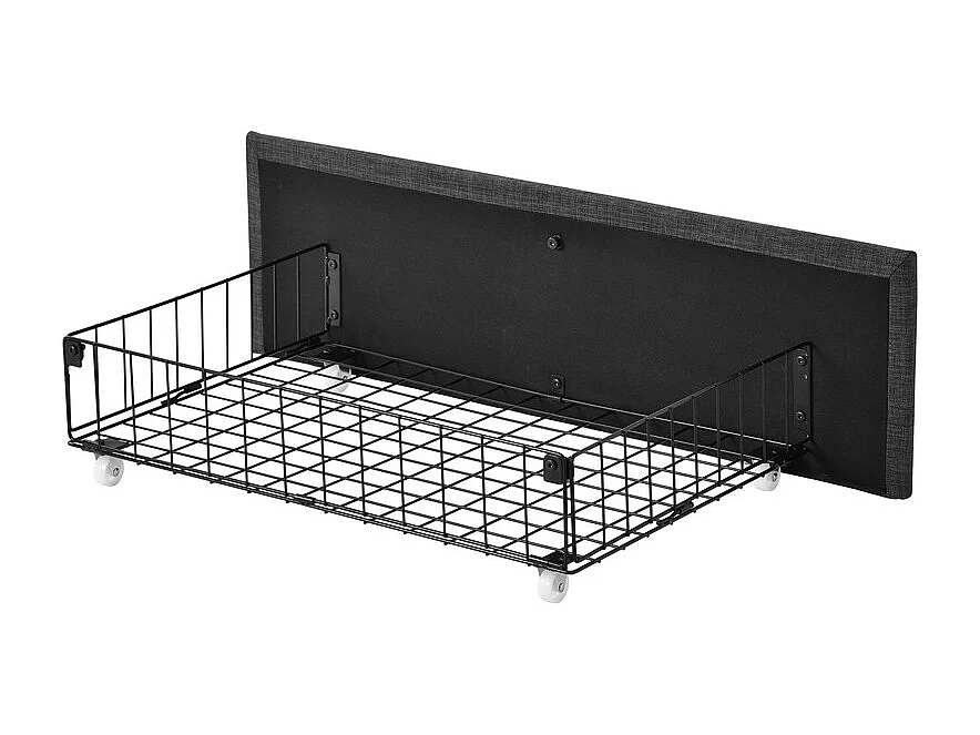 Lit double + matelas 140x200cm avec 4 tiroirs - tête de lit réglable - cadre à latte en métal - Lin - Gris