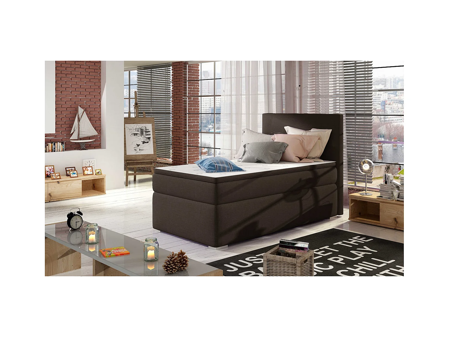 Boxspringbett  Nicole (90x200) /Matratze inklusive/braun