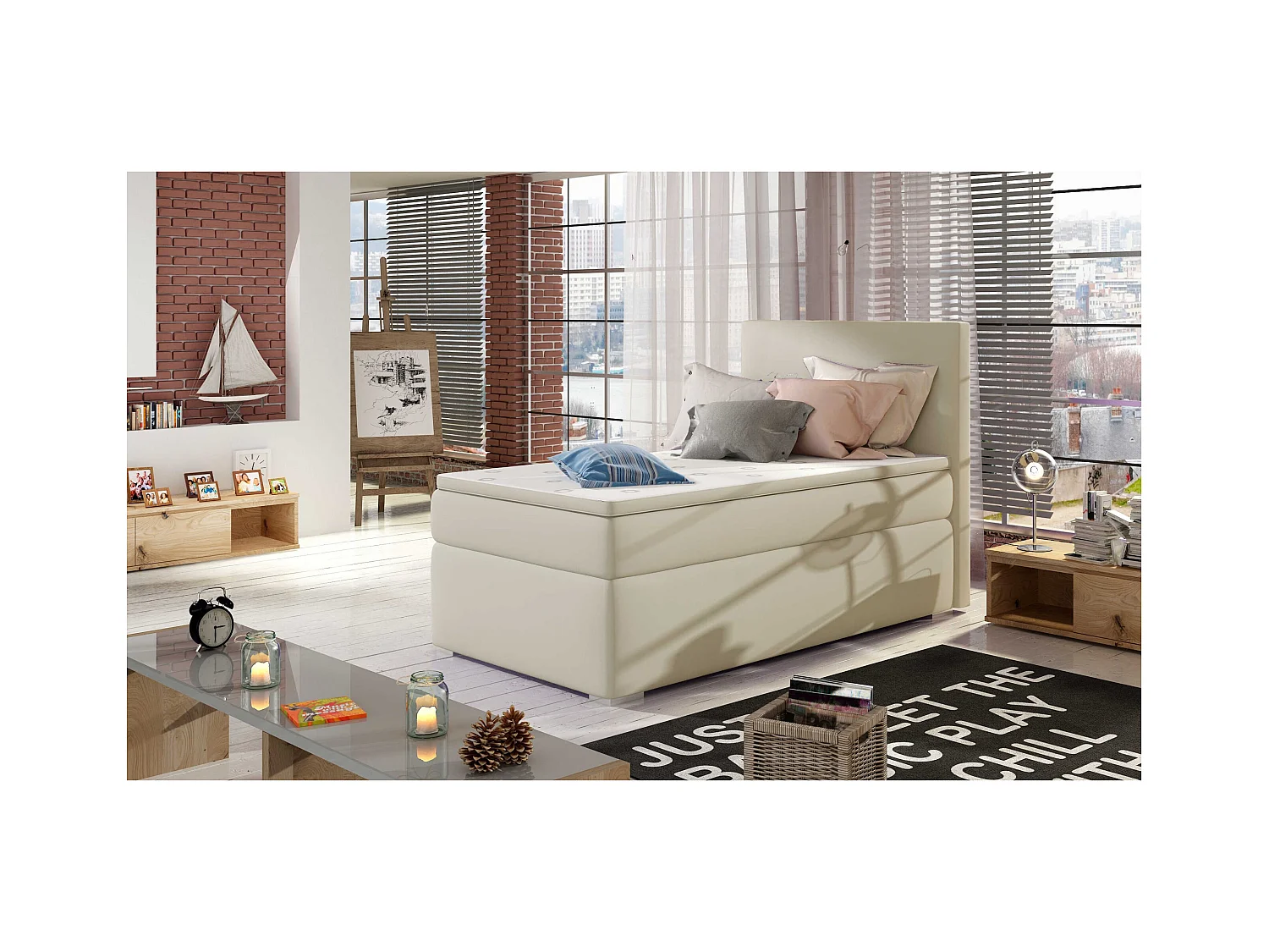 Boxspringbett  Nicole (90x200) /Matratze inklusive/Beige