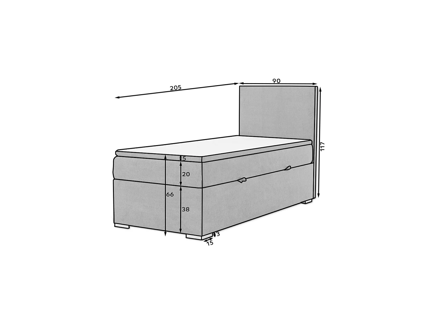 Boxspringbett  Nicole (90x200) /Matratze inklusive/Beige