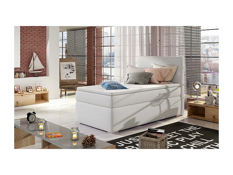 Box Spring Letto Nicole (90x200)/materasso incluso/bianco