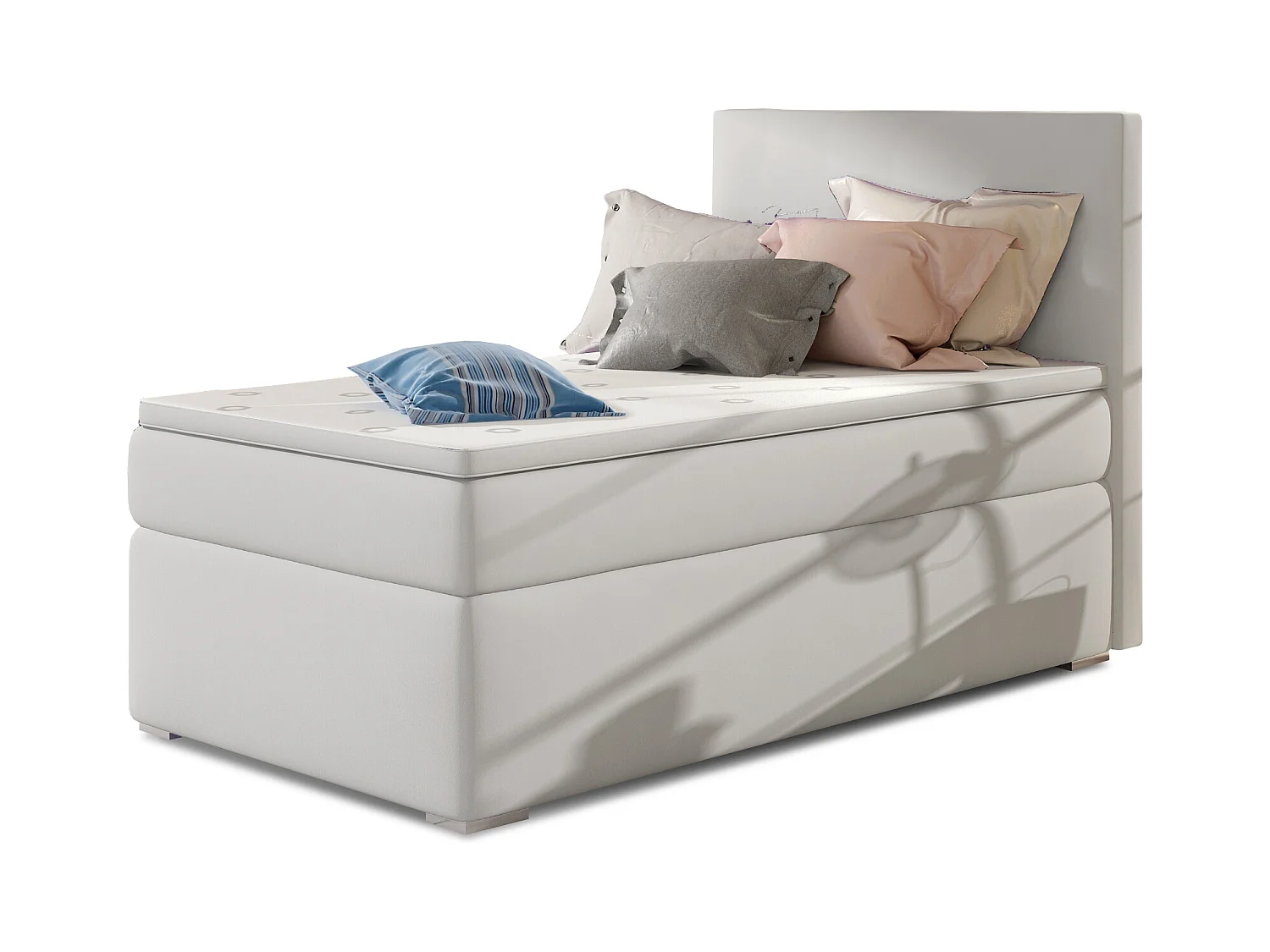 Box Spring Letto Nicole (90x200)/materasso incluso/bianco