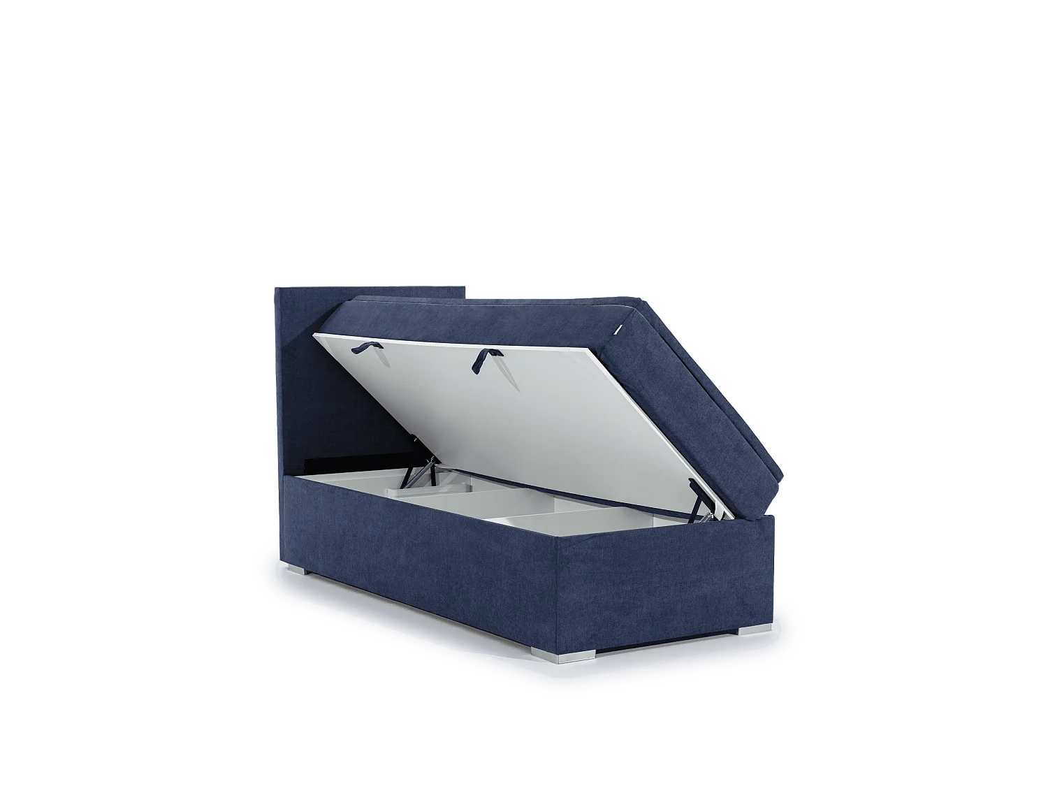 Box Spring Letto Nicole (90x200)/materasso incluso/blu