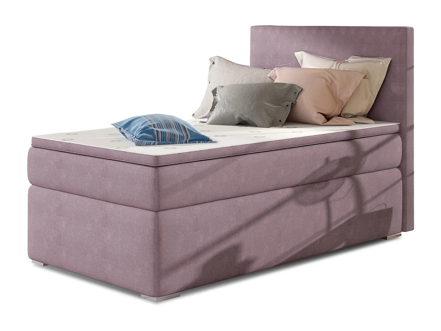 Box Spring Letto Nicole (90x200)/materasso incluso/rosa
