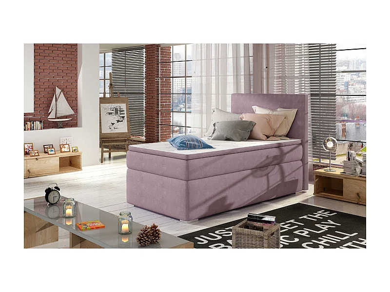 Box Spring Letto Nicole (90x200)/materasso incluso/rosa