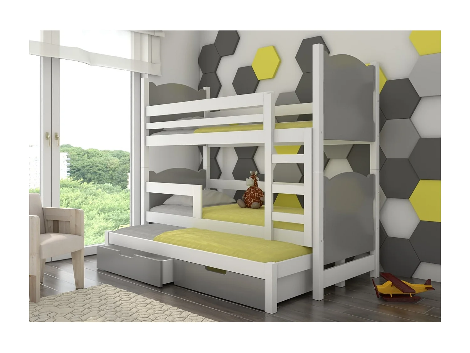 Bett Letus (80x180)/Matratze inklusive/grau