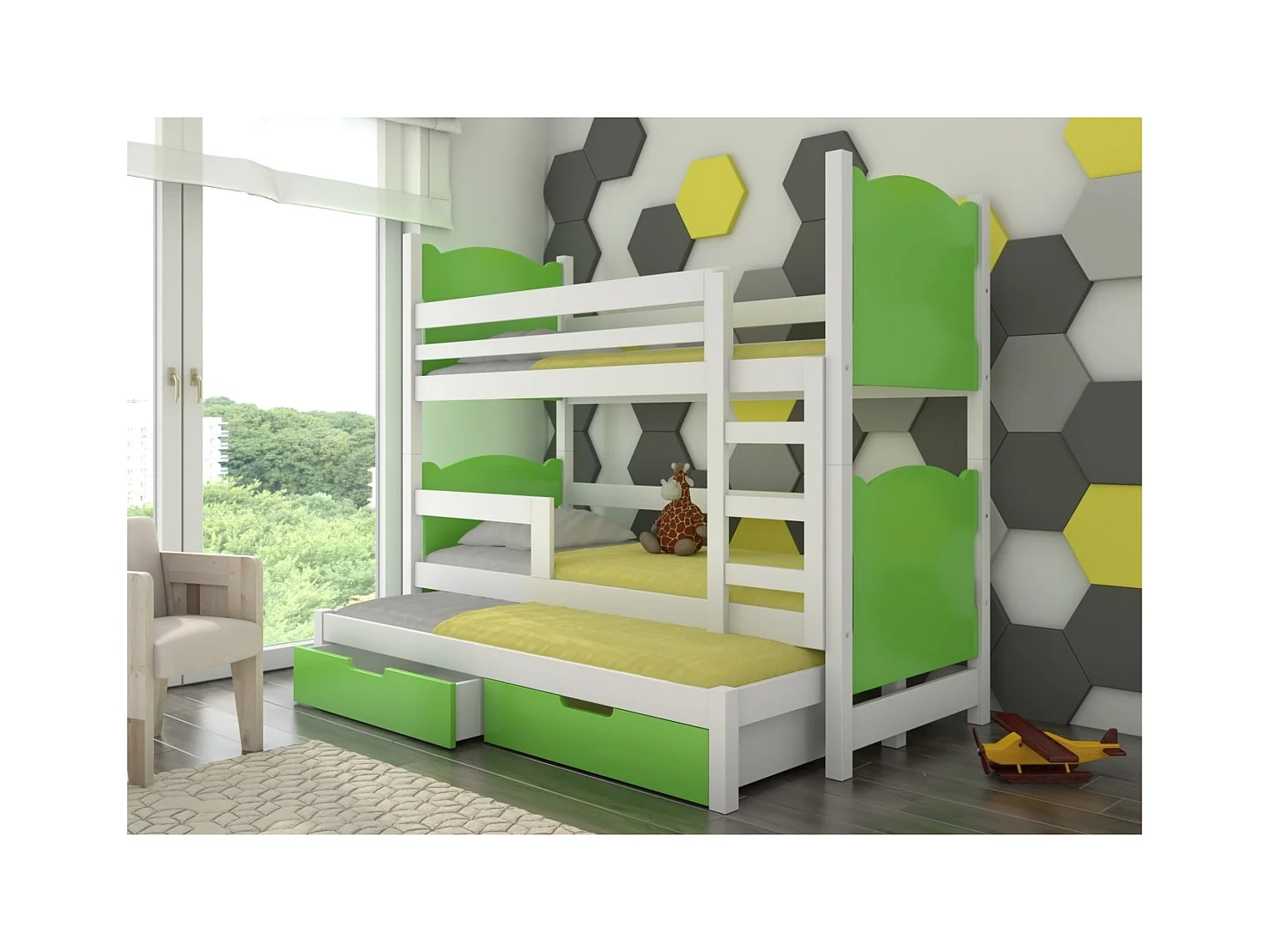 Bett Letus (80x180)/Matratze inklusive/Grün