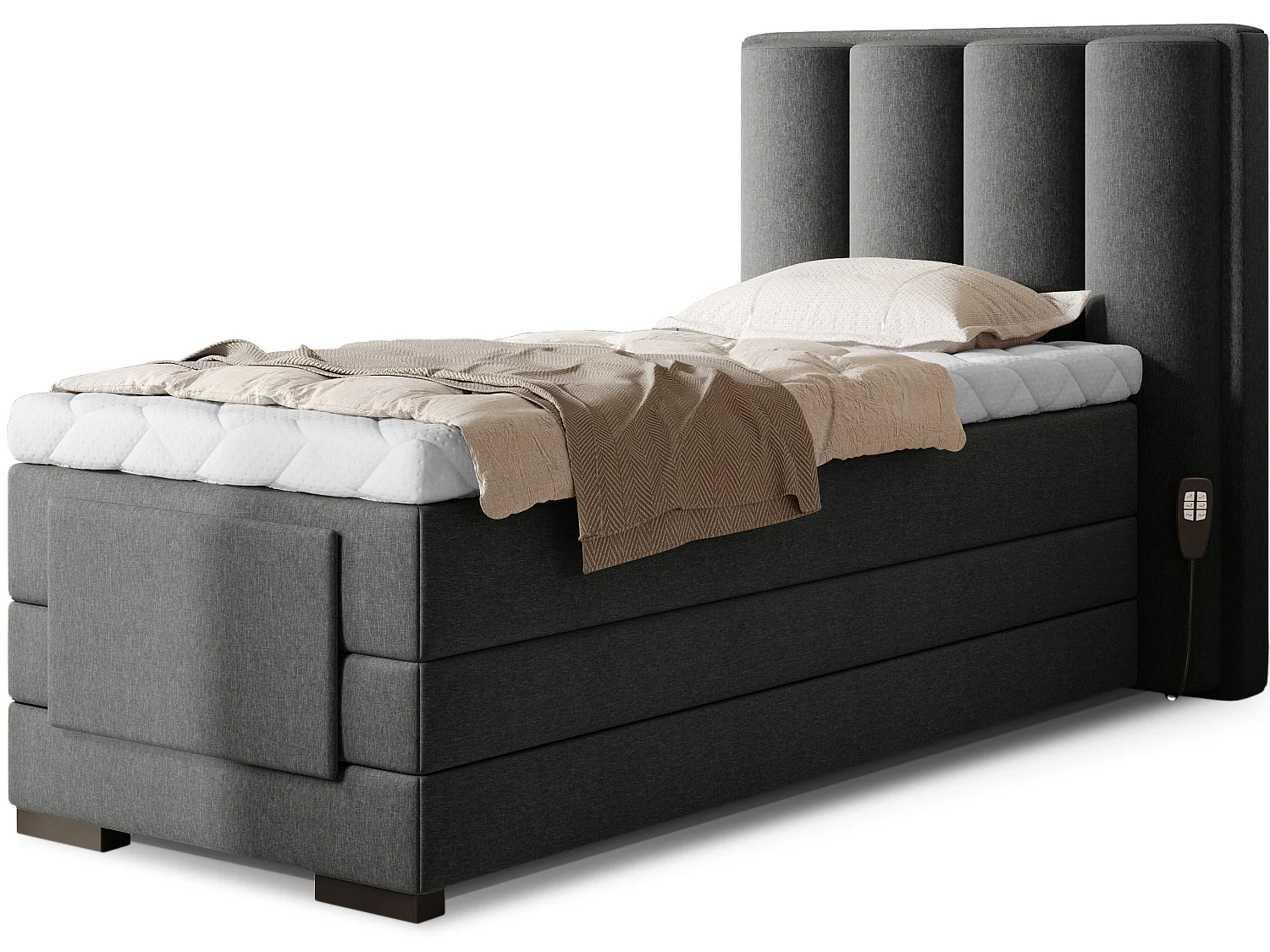 Boxspringbett  Theo-E  XS (90x200)/Matratze inklusive/Anthrazit