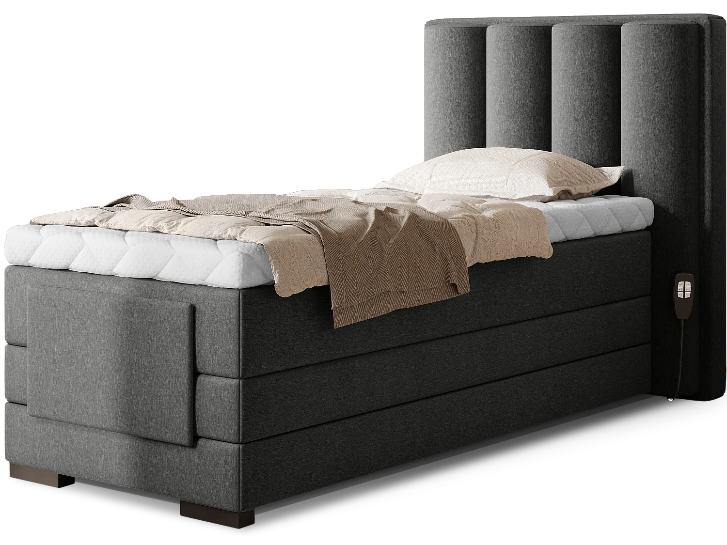 Box Spring Letto Theo-E  XS (90x200)/materasso incluso/Antracite