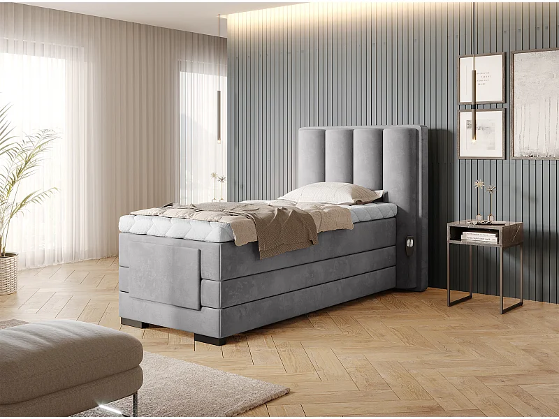 Boxspringbett  Theo-E  XS (90x200)/Matratze inklusive/Grau